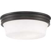 Galen Glass Flush Mount Ceiling Light in Oil Rubbed Bronze & Opal Glass