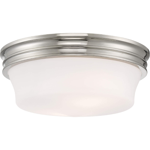 Galen Glass Flush Mount Ceiling Light in Polished Nickel & Opal Glass