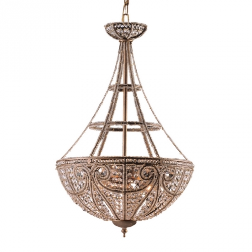 Elizabethan 4 Light Pendant Light in Dark Bronze with Crystals