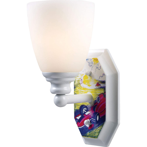 Kidshine 1 Light Wall Sconce Automobiles in Multicolor & White Glass