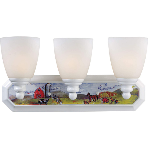 Kidshine 18"W 3 Light Vanity Light in Multicolor & White Glass