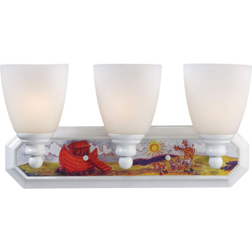 Kidshine 18"W 3 Light Vanity Light in Multicolor & White Glass