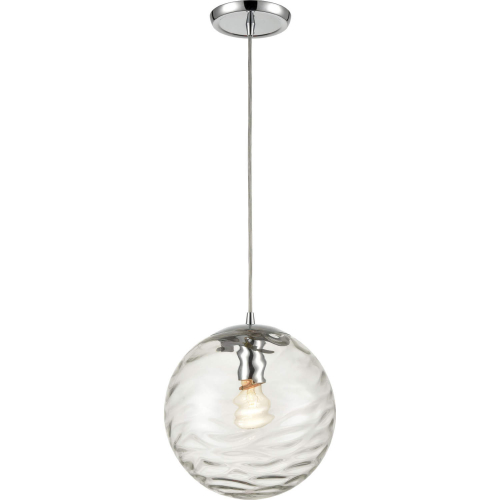 Water's Edge 1 Light Ceiling Pendant Light in Chrome & Water Glass