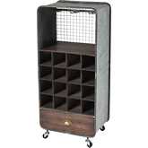 Brookdale Wine Cart in Gray Wood & Metal