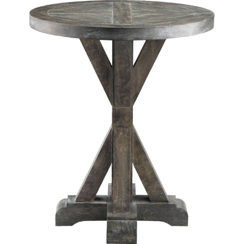 Bridgeport Round End Table in Weathered Grey