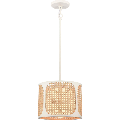 Coastal Breeze 11"W 1 Light Pendant in White Coral Metal & Wicker