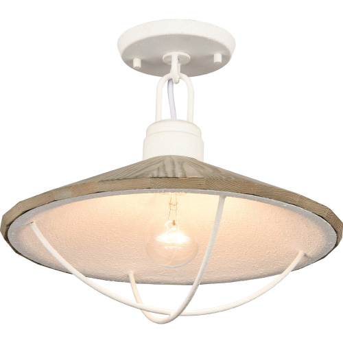 Cape May 1 Light Semi Flush Mount in White Coral Metal & Washed Wood