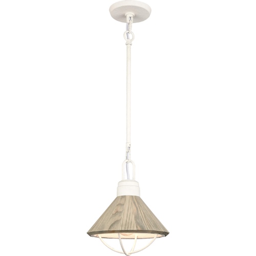 Cape May 1 Light Ceiling Pendant Light in White Coral Metal & Washed Wood