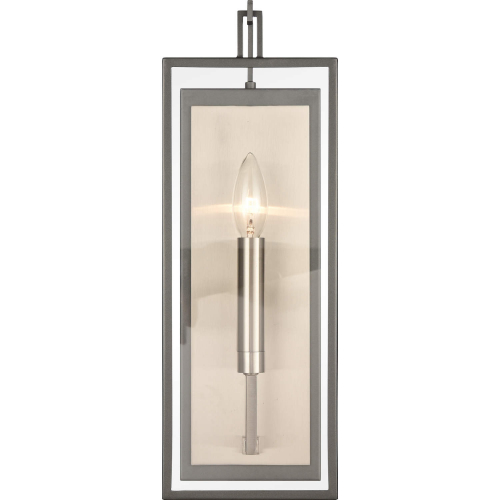 Gianni 17"H 1 Light Wall Sconce in Dark Gray, Chrome & Clear Glass