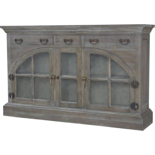 Farmhouse China Credenza in Waterfront Grey Stain & White Wash Mahogany