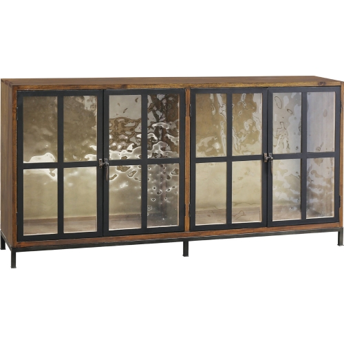 Modern America Cabinet in Wood, Multicolor Glass & Metal