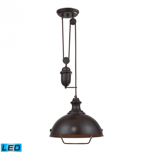 Farmhouse Oiled Bronze Pendant Light w/ Decorative Counterweight (LED)