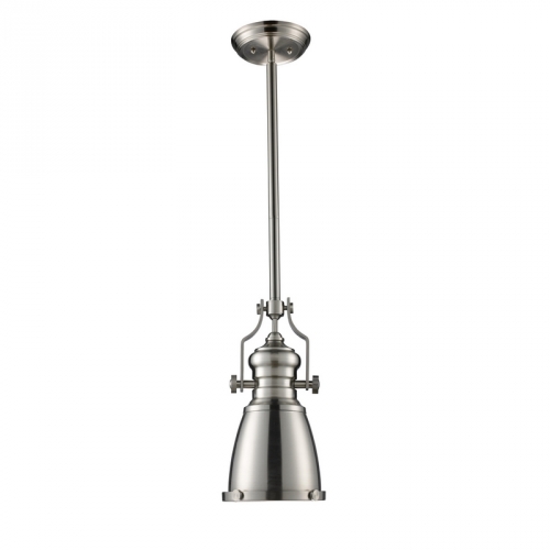 Chadwick 1 Light Pendant Light in Satin Nickel w/ White Glass