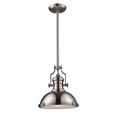 Chadwick 1 Light Pendant Light in Satin Nickel with White Glass