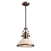 Chadwick 1 Light Pendant Light in Antique Copper w/ White Glass