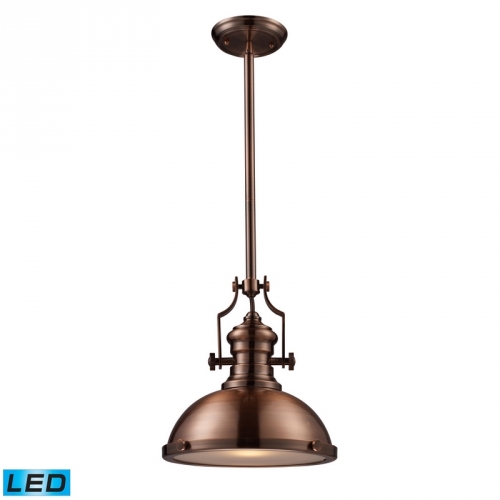 Chadwick 1 Light Pendant Light in Antique Copper w/ White Glass (LED)