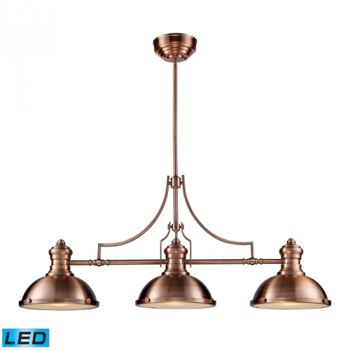 Chadwick 3 Light Billiard / Island Light in Antique Copper (LED)