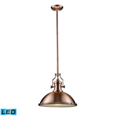 Chadwick 1 Light Pendant Light in Antique Copper w/ White Glass (LED)