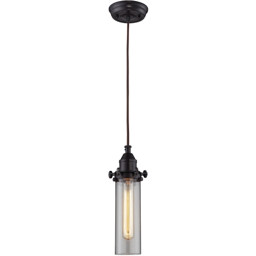 Fulton 1 Light Pendant Light in Oil Rubbed Bronze w/ Tubular Glass Shades