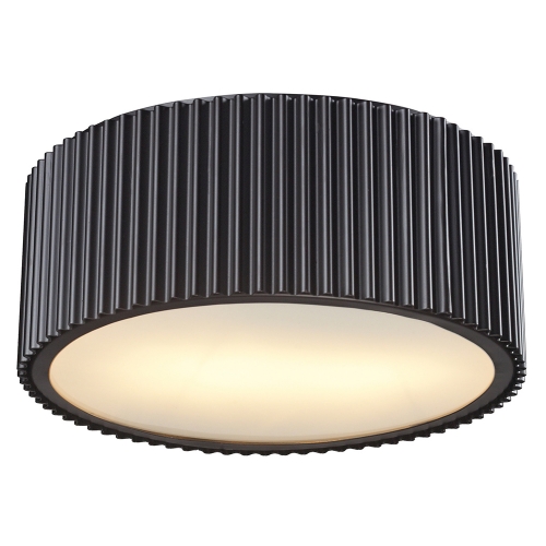 Brendon 2 Light Flushmount Ceiling Light in Oil Rubbed Bronze with Frosted Glass Diffuser