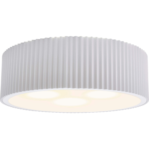 Brendon 17"W 3 Light Flush Mount in Matte White Metal & Frosted Glass