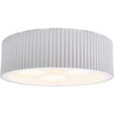 Brendon 17"W 3 Light Flush Mount in Matte White Metal & Frosted Glass