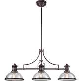 Chadwick 47"W 3 Light Linear Chandelier in Oil Rubbed Bronze & Seeded Glass