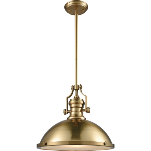 Chadwick 1 Light Ceiling Pendant in Satin Brass w/ Frosted Glass Diffuser