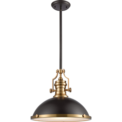 Chadwick 17"W 1 Light Ceiling Pendant in Black, Brass & Frosted Glass