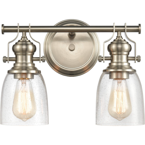 Chadwick 14"W 2 Light Vanity Light in Satin Nickel & Seeded Glass