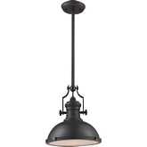 Chadwick 13"W 1 Light Pendant in Matte Black Metal