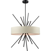 Xenia 5 Light Chandelier in Oil Rubbed Bronze w/ Beige Fabric Shade