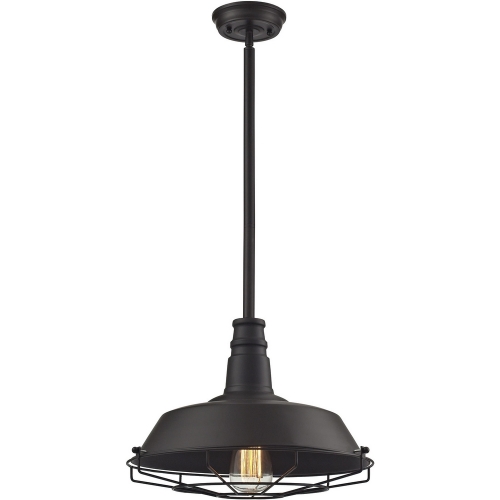 Warehouse 1 Light Pendant Light in Oil Rubbed Bronze w/ Cage