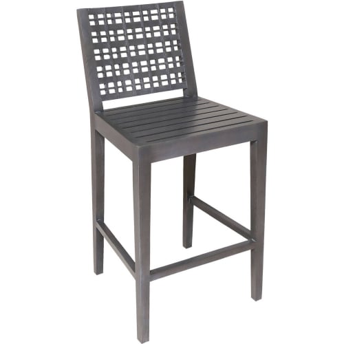 Clear Water Outdoor Bar Stool in Antique Smoke Gray Teak Wood