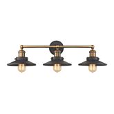 English Pub 3 Light Bathroom Vanity Light in Tarnished Graphite & Antique Brass