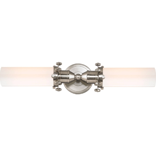 Fulton 2 Light Bathroom Vanity Light in Satin Nickel w/ Opal White Glass