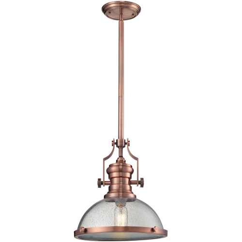 Chadwick 1 Light Pendant Light in Copper w/ Clear Seeded Glass