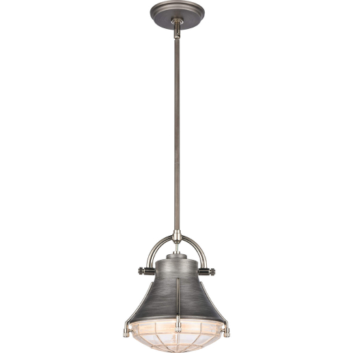 Urbanite 9"W 1 Light Ceiling Pendant Light in Weathered Zinc, Nickel & Glass