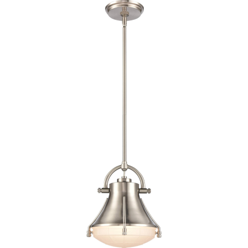 Urbanite 9"W 1 Light Ceiling Pendant Light in Satin Nickel & Etched glass