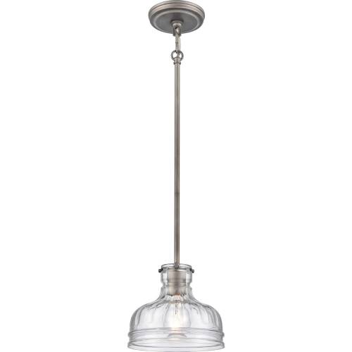 Orinoco 8"W 1 Light Ceiling Pendant Light in Weathered Zinc & Clear Glass