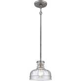 Orinoco 8"W 1 Light Ceiling Pendant Light in Weathered Zinc & Clear Glass