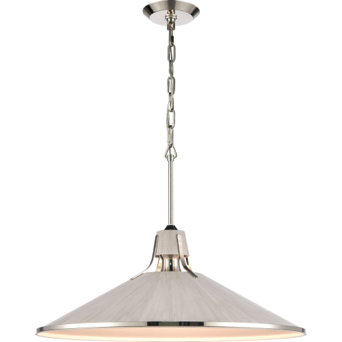 Danique 24"W 1 Light Pendant in Sun bleached Oak Metal & Polished Nickel