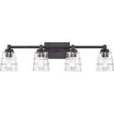 Pulsate 30.25"W 4 Light Vanity Light in Matte Black & Clear Glass