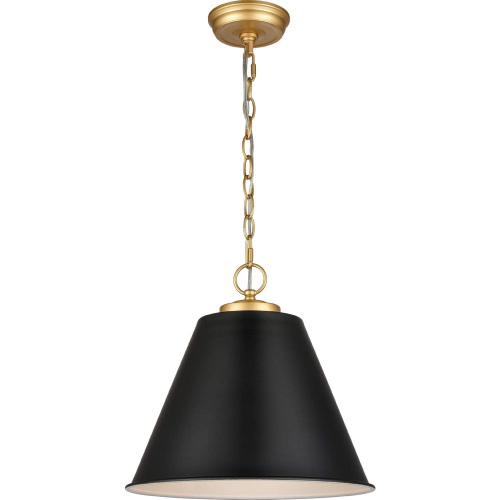 Vellus 14"W 1 Light Pendant in Matte Black Metal & Brass