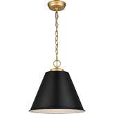 Vellus 14"W 1 Light Pendant in Matte Black Metal & Brass