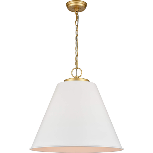 Vellus 20.5"W 3 Light Pendant in Matte White Metal & Brass