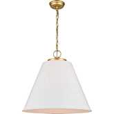 Vellus 20.5"W 3 Light Pendant in Matte White Metal & Brass