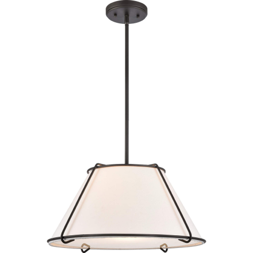 Regalia 18"W 1 Light Pendant in Oil Rubbed Bronze & White Linen