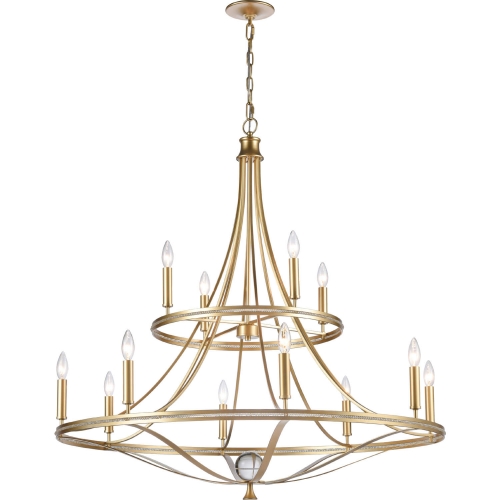 Noura 40"W 12 Light Chandelier in Champagne Gold & Crystal