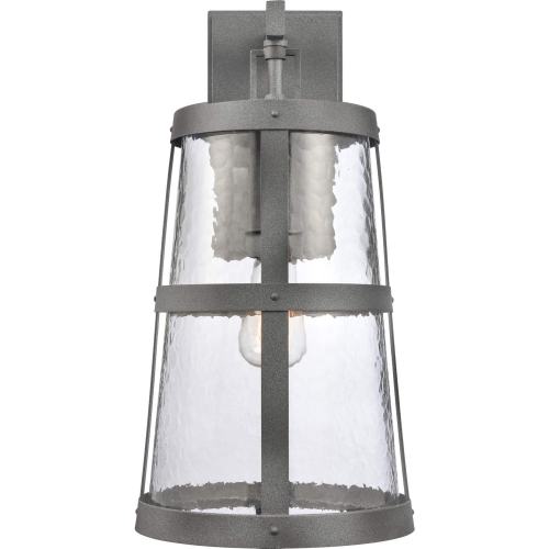 Dakota 18"H 1 Light Outdoor Wall Sconce in Distressed Zinc & Clear Hammered Glass